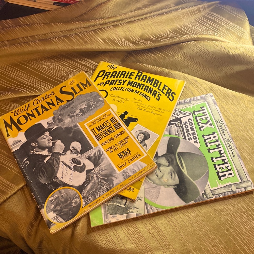 Three Vintage Western Songbooks - Montana Slim, Tex Ritter, Patsy Montana